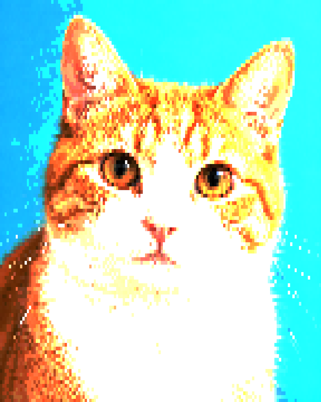 Cat transformed with the pixel style