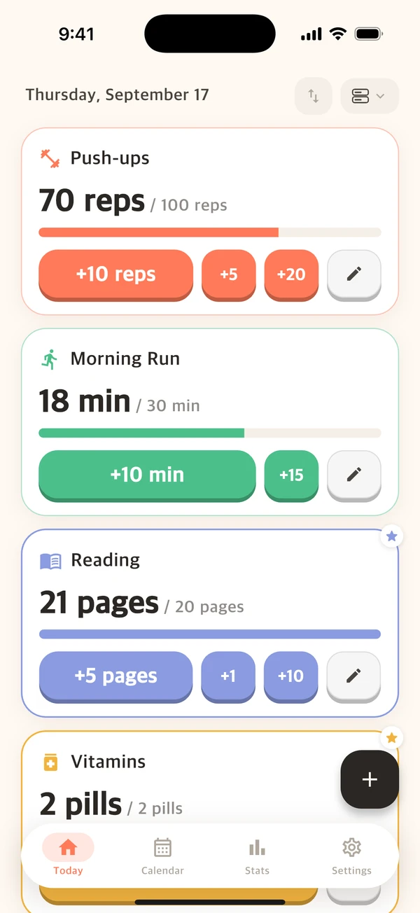 Counto Compact home screen layout
