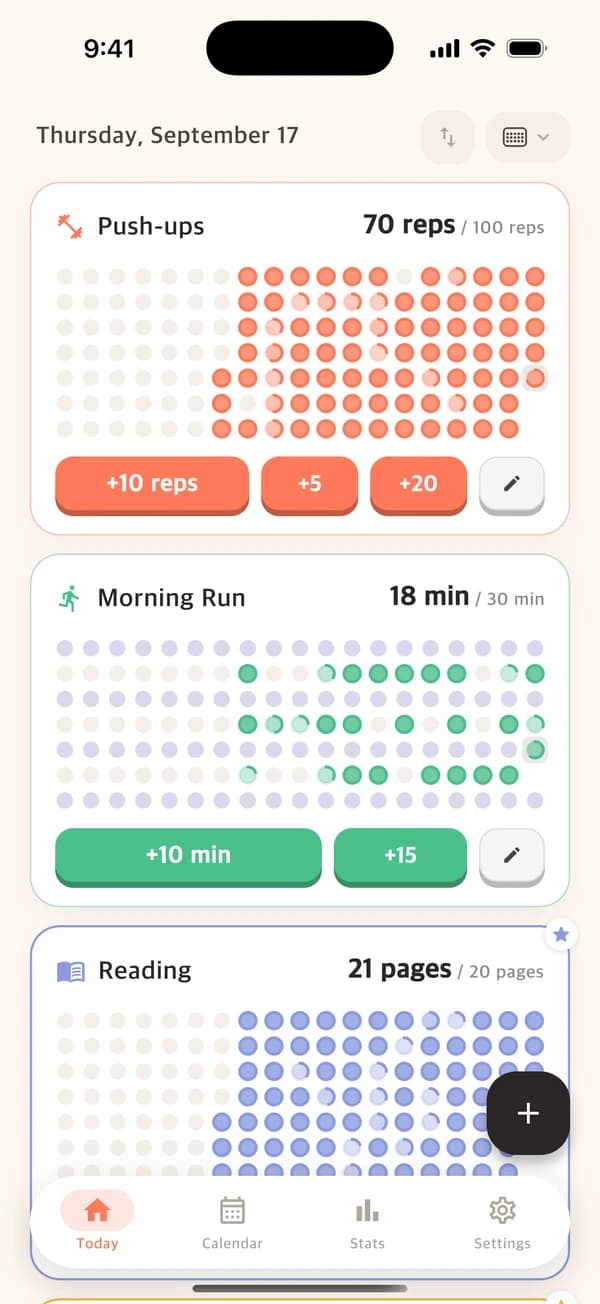 Counto Heatmap home screen layout