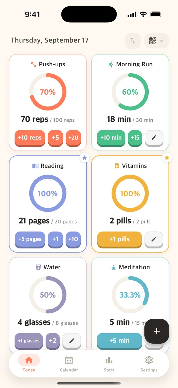 Counto Rings home screen layout