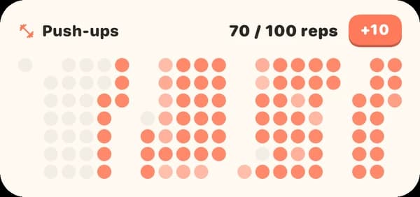 Medium heatmap widget with a push-up quick count button